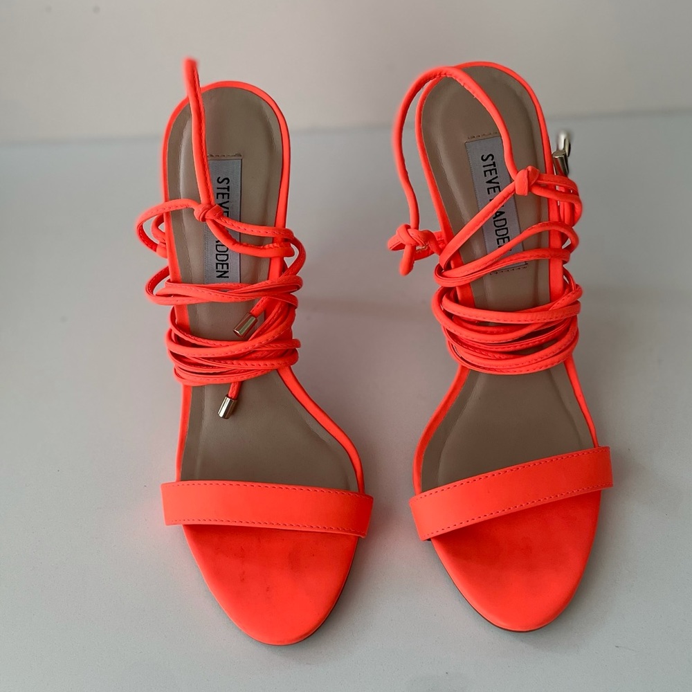 Steve Madden Tie Up Sandals Neon Orange 7.5